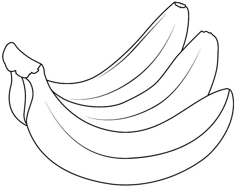 Раскраска Три банана Скачать ,контур, банан, фрукт,.  Распечатать 
