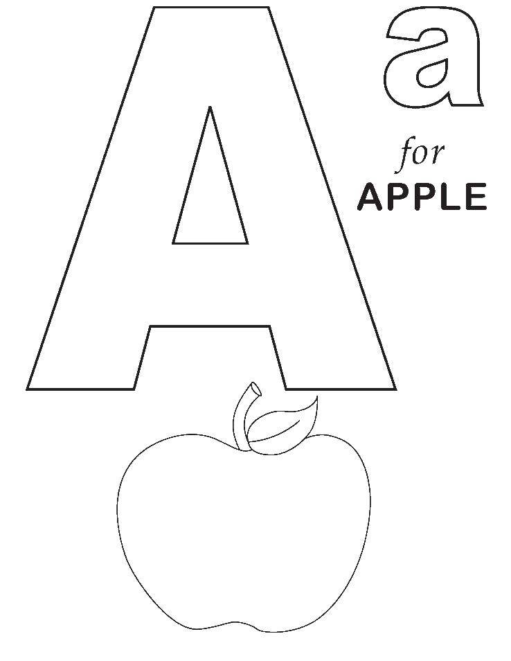 Название: Раскраска Английский алфавит на букву а apple. Категория: Английский алфавит. Теги: Английский алфавит.