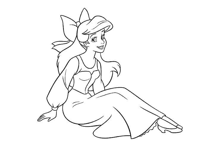 Coloring Ariel on land. Category The little mermaid. Tags:  Disney, the little mermaid, Ariel.