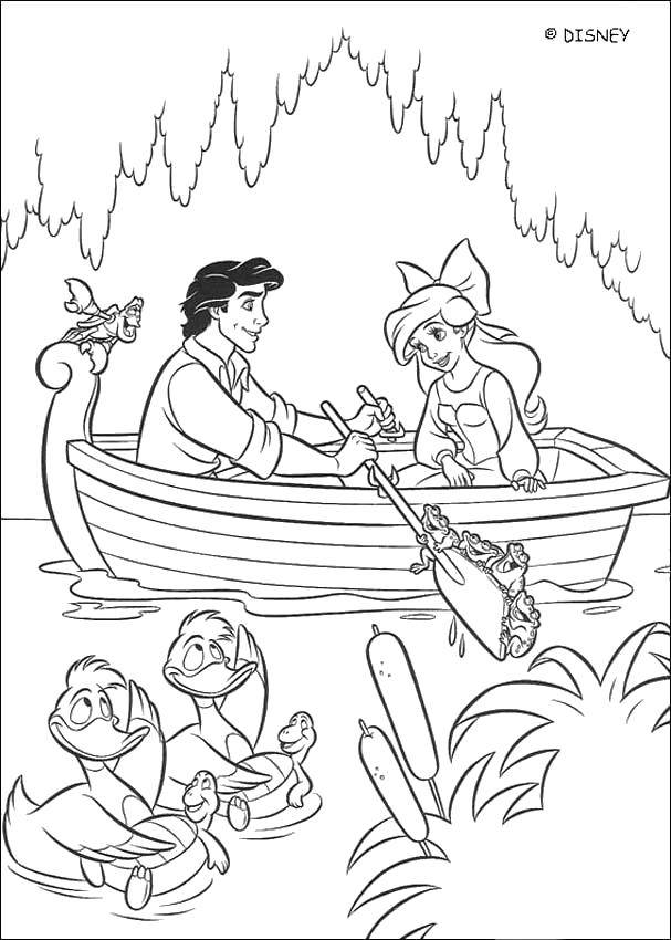 Coloring Ariel Eric boat. Category The little mermaid. Tags:  Disney, the little mermaid, Ariel.