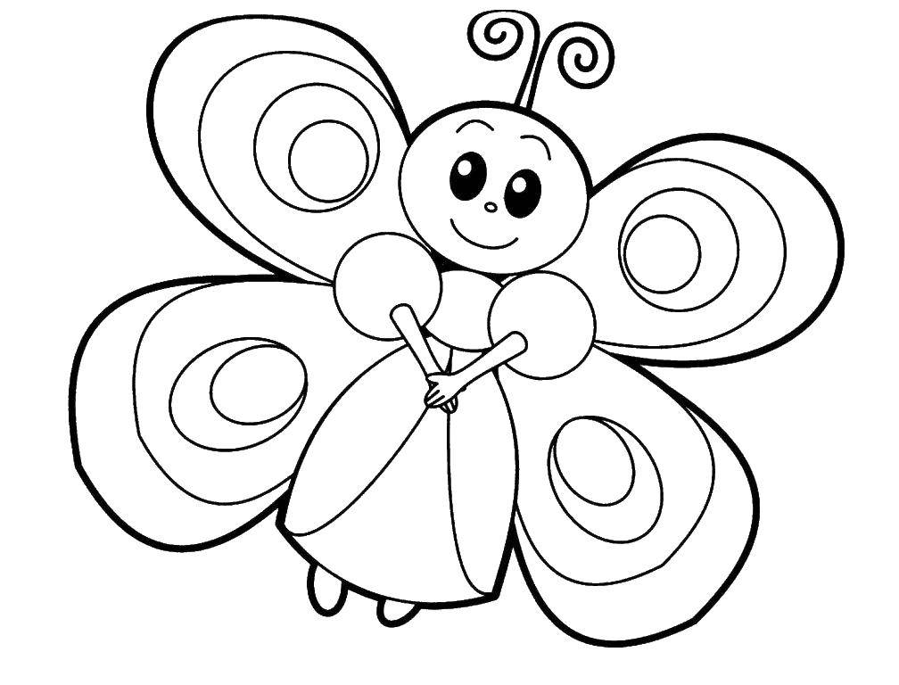 Coloring Butterfly in the dress. Category butterflies. Tags:  butterflies, butterfly, insects.