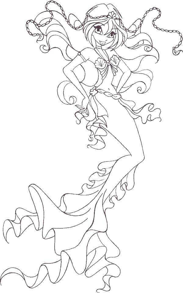 Coloring Bloom mermaid. Category Winx. Tags:  Bloom, fairy, wings.