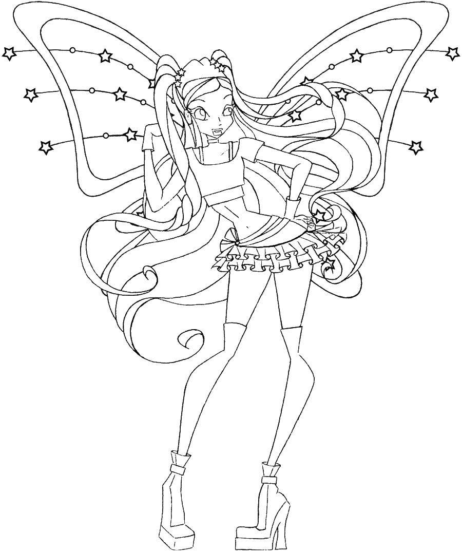Coloring Winx bloom. Category Winx. Tags:  Bloom, fairy, wings.