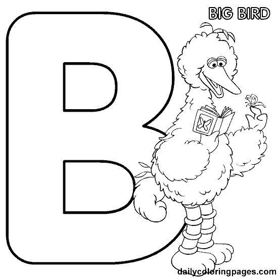 Название: Раскраска Большая птица. Категория: Английский алфавит. Теги: Алфавит, буквы, слова.
