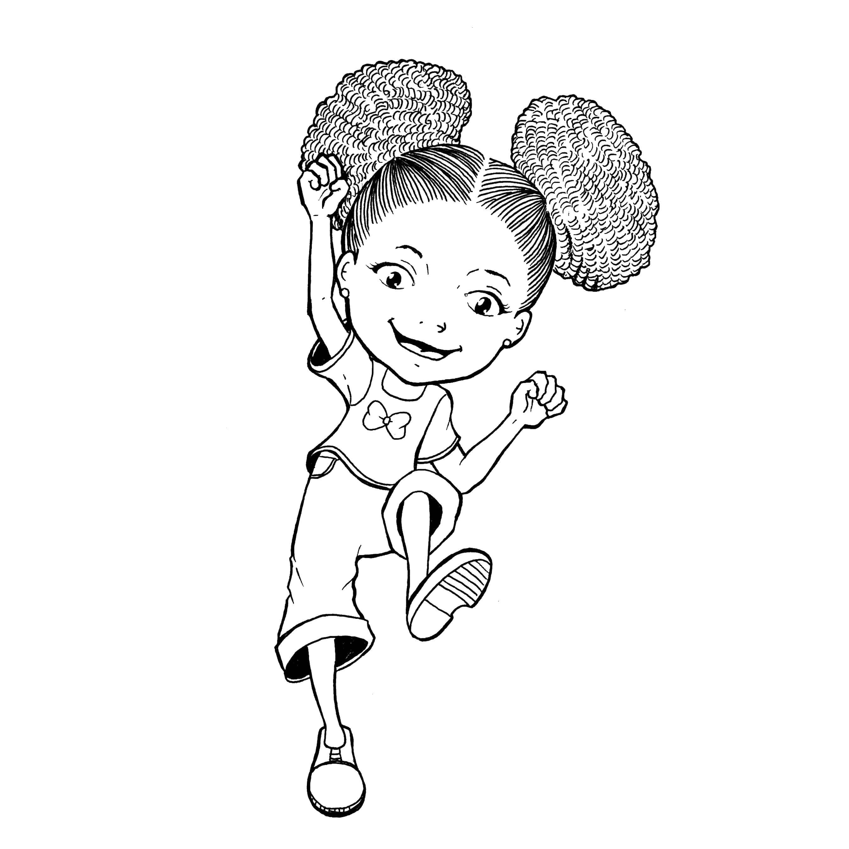 Coloring Girl with ponytails. Category children. Tags:  children, ponytails, girl.