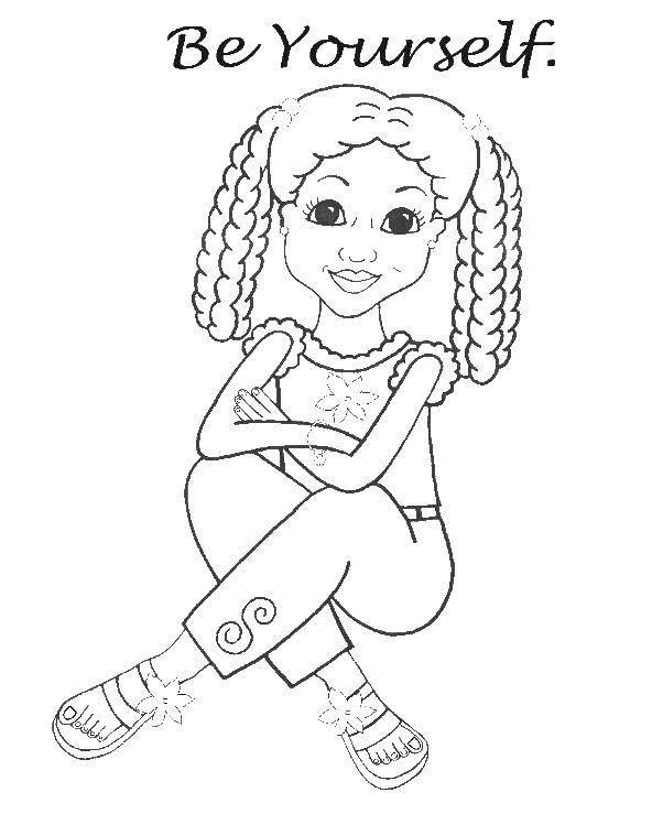 Coloring Girl with pigtails. Category girl. Tags:  girl, hair.