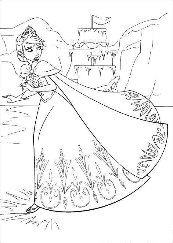 Coloring Elsa runs away from everyone. Category coloring cold heart. Tags:  Elsa, cartoon, Anna.
