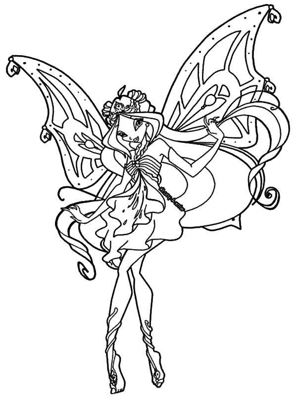 Coloring Flora from winx club with big wings. Category Winx. Tags:  Flora, Winx.