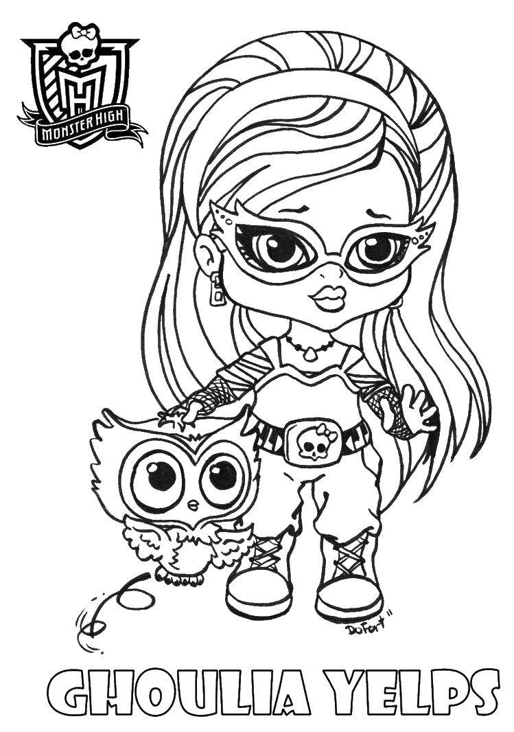 Coloring Ghoulia. Category Monster high. Tags:  Ghoulia, monsters, owl, girl.