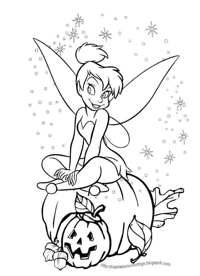 Coloring Halloween fairy. Category Halloween. Tags:  Fairy, forest, fairy tale.