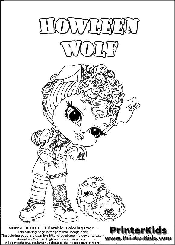 Название: Раскраска Холин вульф. Категория: Монстр хай. Теги: Холин Вульф, волк, девушка, клыки.