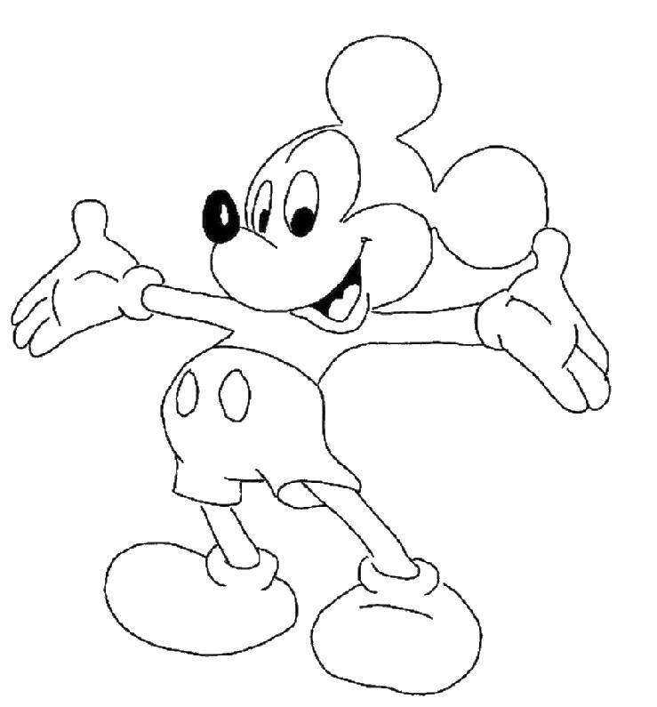 Coloring The outline of Mickey mouse. Category Disney coloring pages. Tags:  Mickey, mouse, outline.