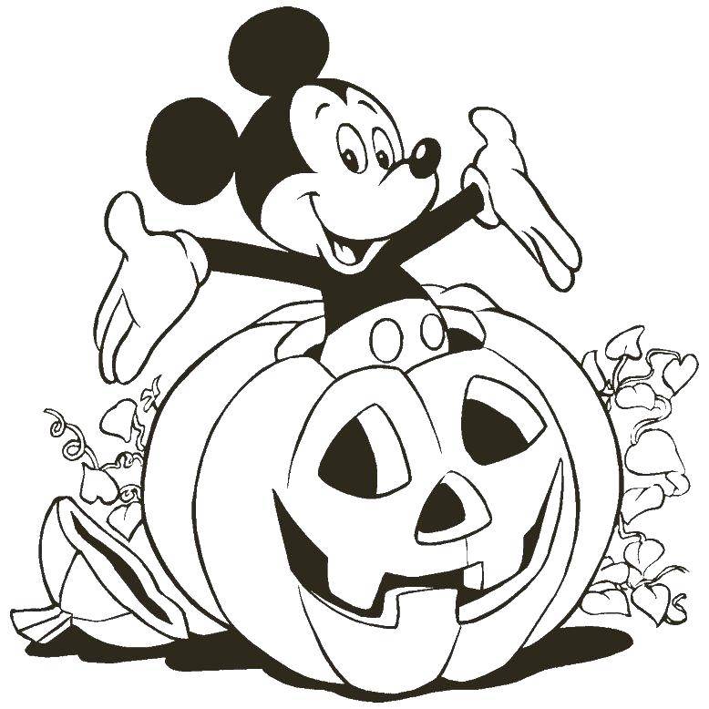 Coloring Mickey and pumpkin. Category Halloween. Tags:  Mickey, pumpkin, Halloween.