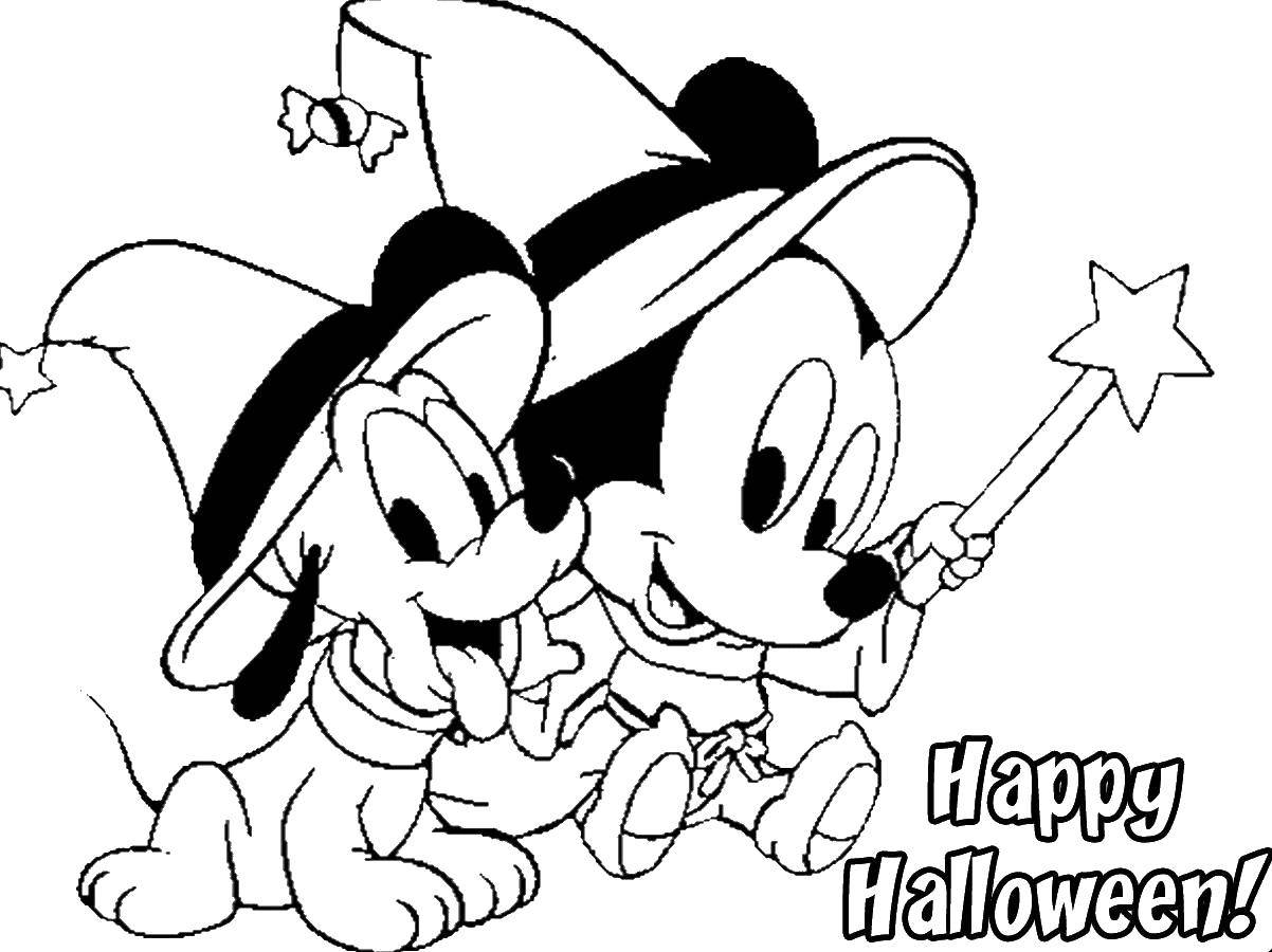 Coloring Mickey mouse and Pluto Halloween. Category Halloween. Tags:  Mickymaus, .