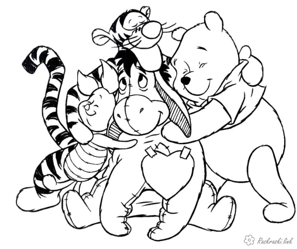 Coloring Cute friends. Category Disney coloring pages. Tags:  Disney, Winnie The Pooh.