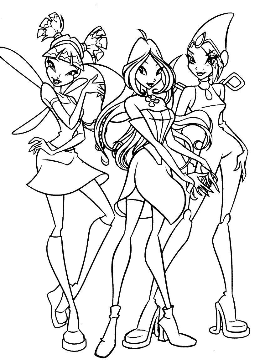 Coloring Musa, flora and techno. Category Winx. Tags:  Winx, Fairies.