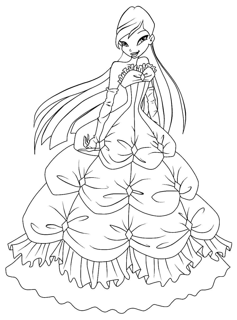 Coloring Muse in a ball gown. Category Winx. Tags:  Character cartoon, Winx.