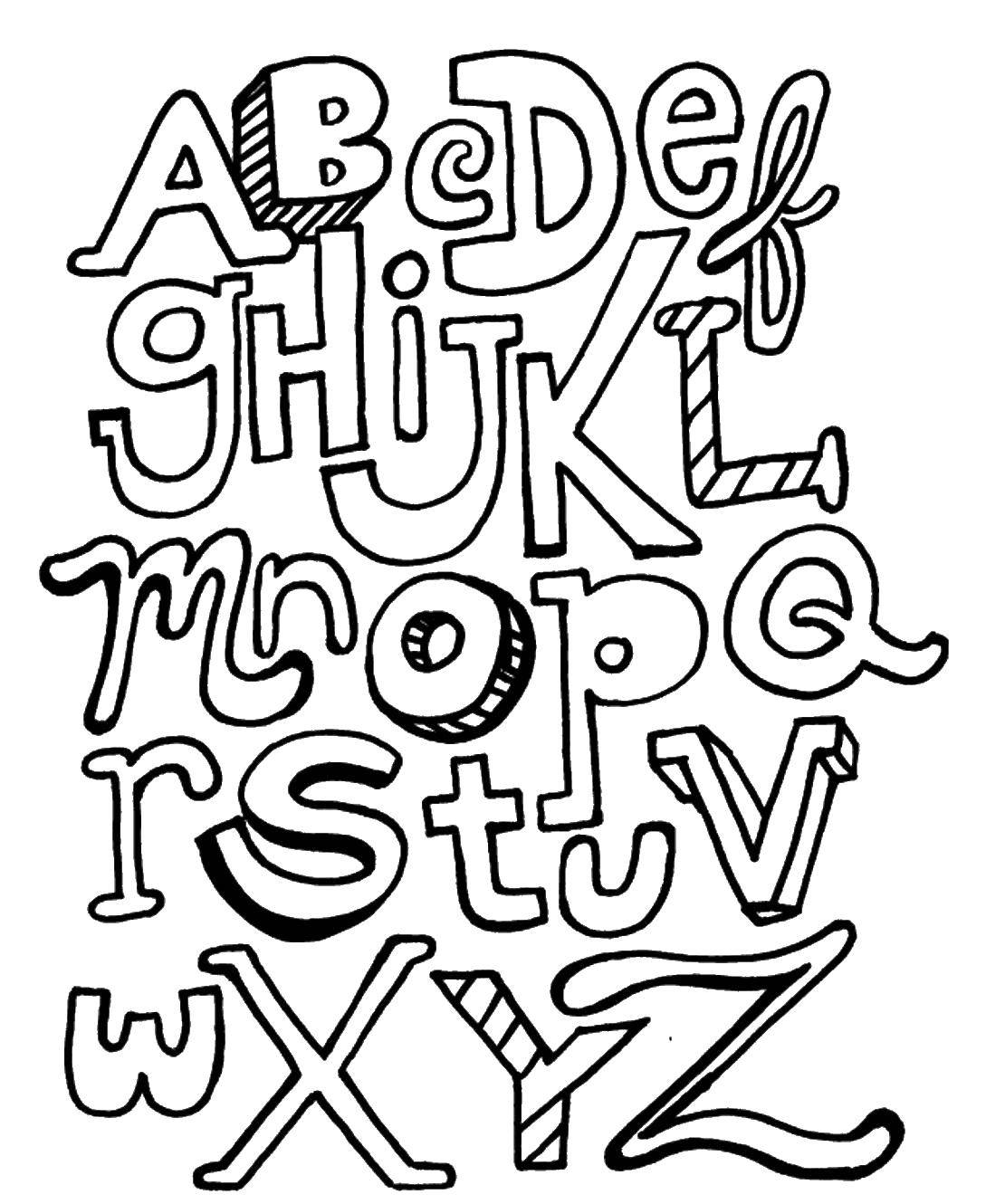 Coloring Funny alphabet. Category English alphabet. Tags:  The alphabet, letters, words.