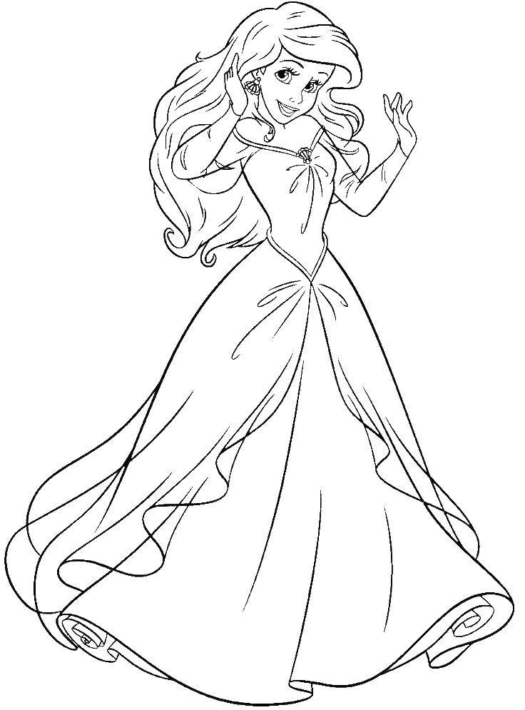 Название: Раскраска Принцесса ариэль с сережками. Категория: русалочка ариэль. Теги: Ариэль, русалка.