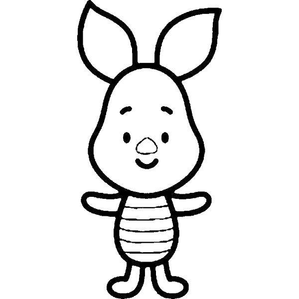Coloring Piglet friend of Winnie. Category Disney coloring pages. Tags:  Winnie the Pooh, Piglet.
