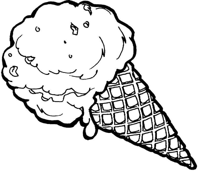 Название: Раскраска Рожок с мороженым. Категория: мороженое. Теги: мороженое, рожок, вафля.
