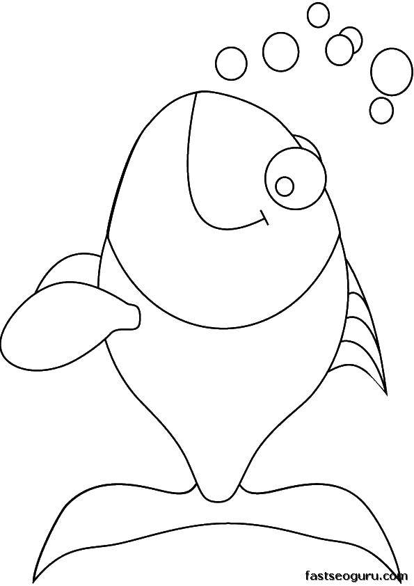 Название: Раскраска Рыбка и пузырьки. Категория: Рыбы. Теги: море, вода, рыбки.