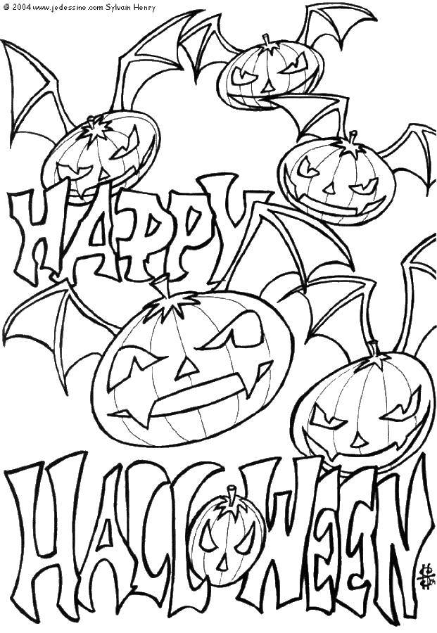 Coloring Happy Halloween from the pumpkins. Category Halloween. Tags:  Halloween, pumpkin.