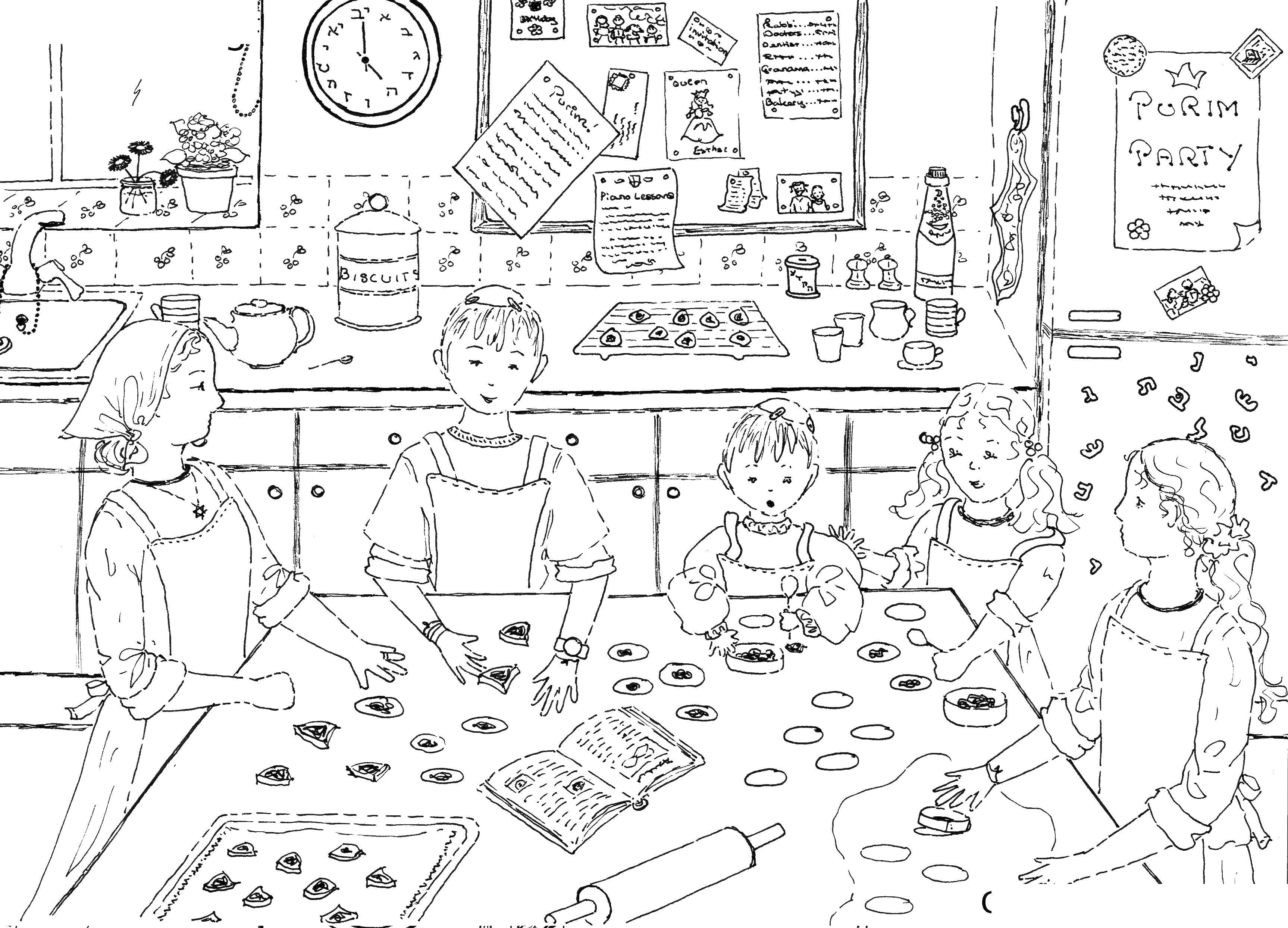 Раскраска для детей девочка на кухне