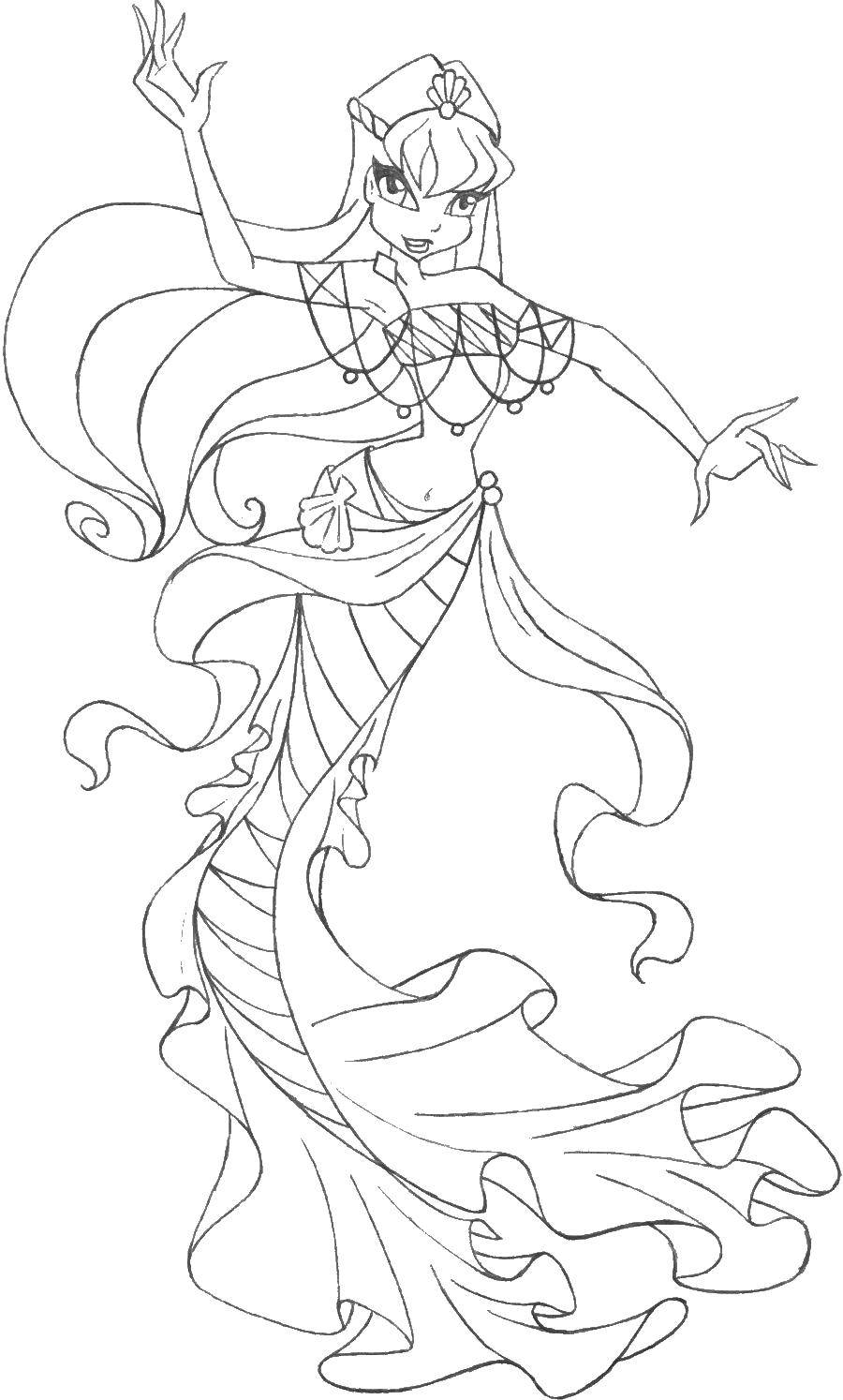Coloring Stella mermaid. Category Winx. Tags:  Stella, fairy, wings.
