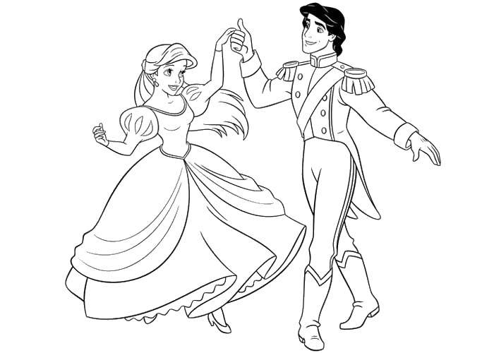 Название: Раскраска Танец принца с ариэль. Категория: Русалочка. Теги: Дисней, русалочка, Ариэль.
