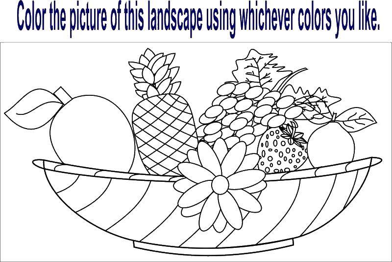 Coloring Fruit plate. Category Fruits. Tags:  pineapple, Apple, pear, grapes.