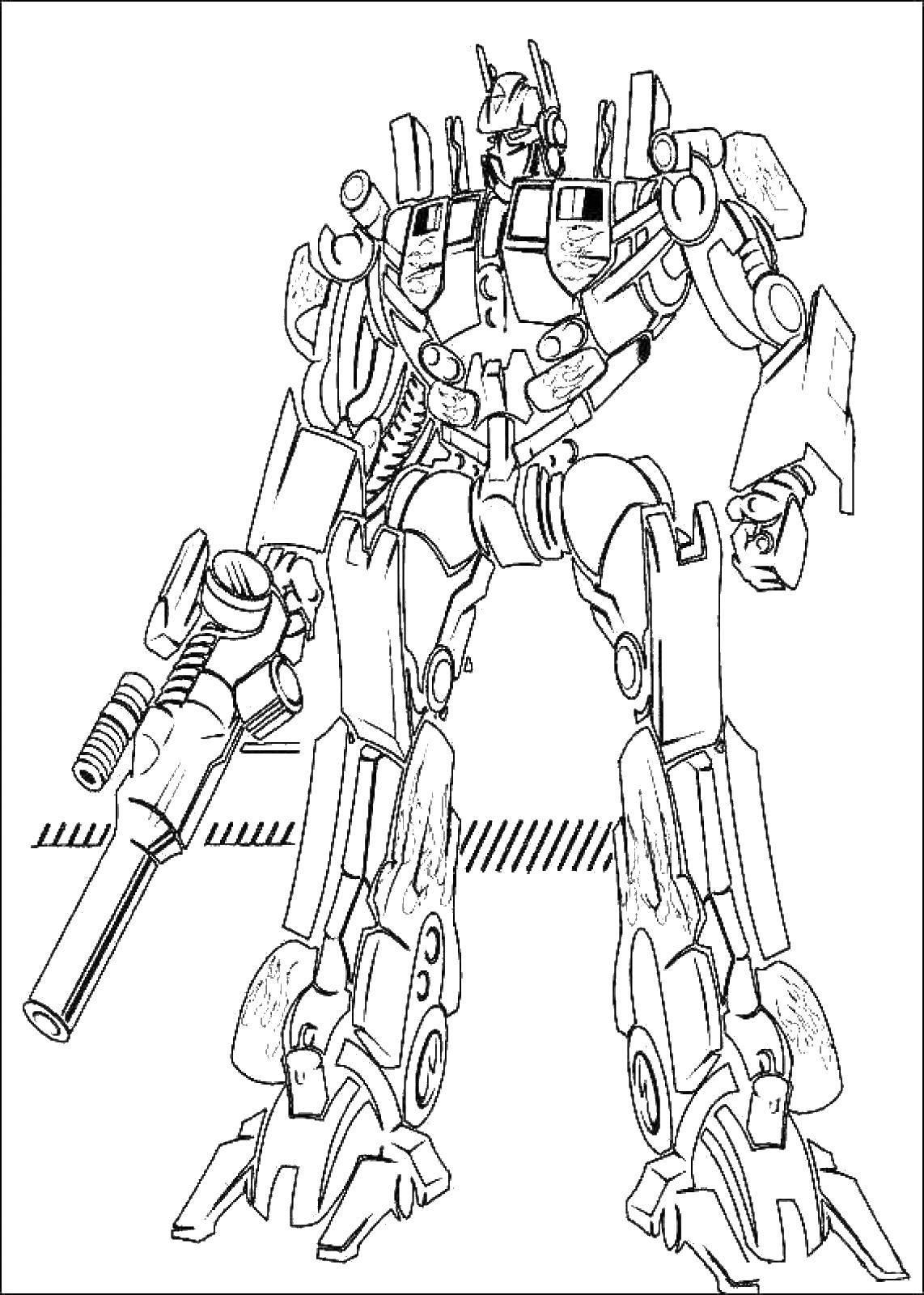 Coloring A transformer with a gun. Category transformers. Tags:  transformers, Autobots.