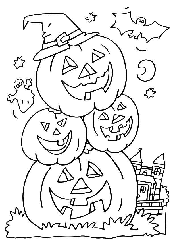 Coloring Pumpkin on Halloween and ghosts. Category Halloween. Tags:  Halloween, pumpkins, ghosts.