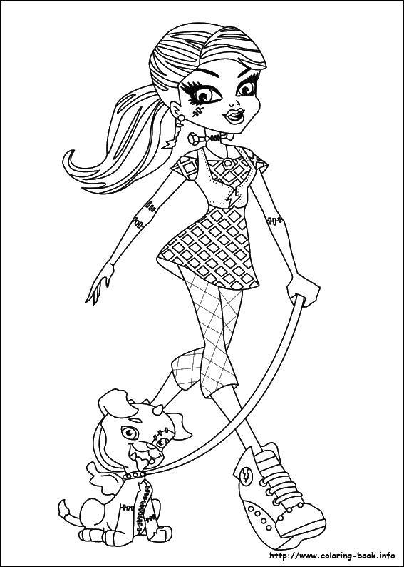 Coloring Student of monster high with pet.. Category Monster high. Tags:  Monster High.