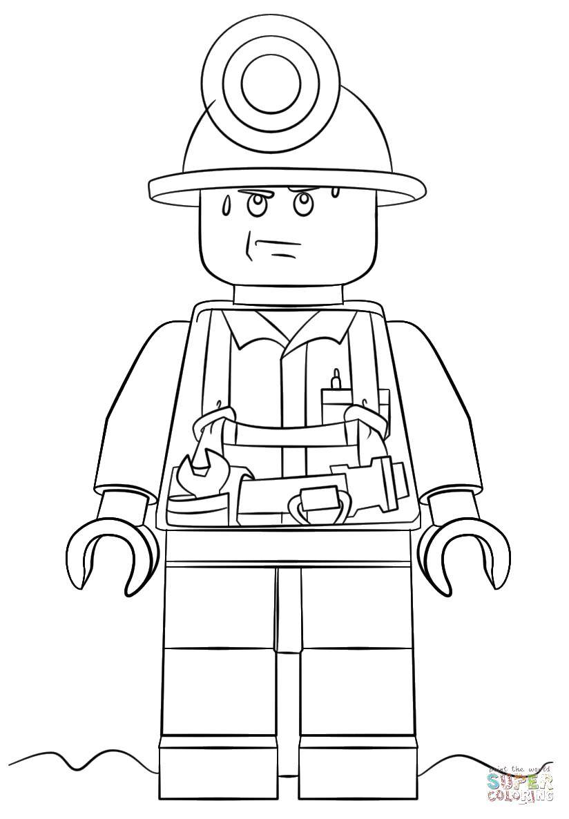 Название: Раскраска Уставший строитель. Категория: Лего. Теги: Конструктор, Лего.