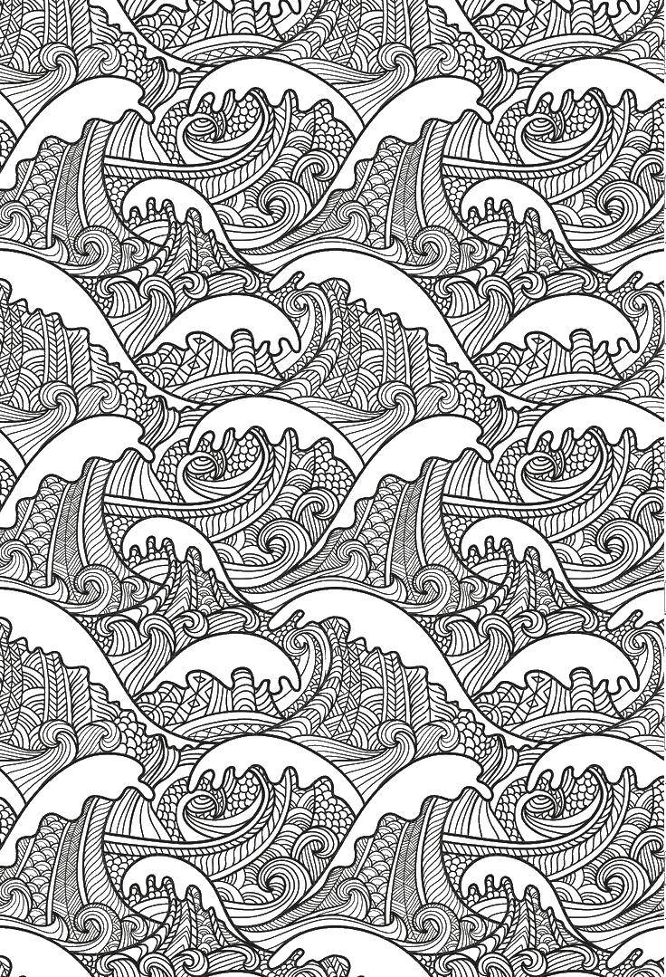 Coloring Waves and patterns. Category patterns. Tags:  patterns, shape, anti-stress.