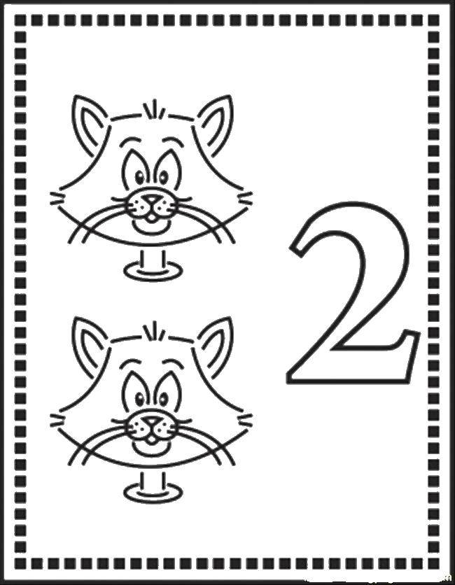 Опис: розмальовки  2 котика. Категорія: розмальовки цифри. Теги:  2, два, котики.