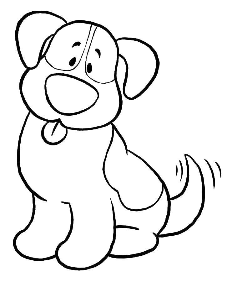 Розмальовки  Смішний грайливий пес. Завантажити розмальовку Тварини, собака.  Роздрукувати ,прості розмальовки,