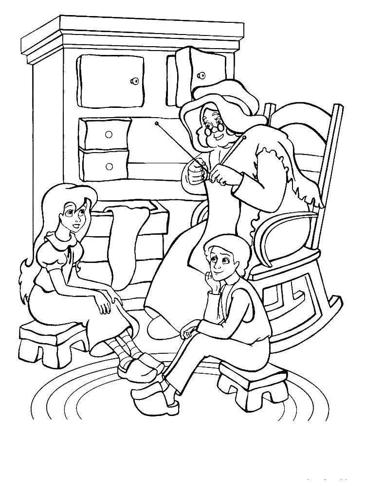 Coloring The grandmother tells the tale of Gerda and Kai. Category cartoons. Tags:  Gerda, Kai, snow Queen.