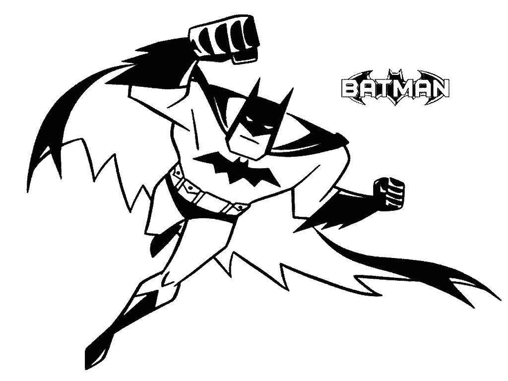 Coloring Batman hurries. Category Batman. Tags:  Batman, superheroes.