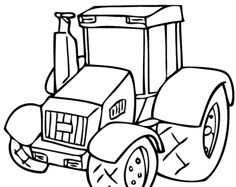 Название: Раскраска Большие колёса трактора. Категория: транспорт. Теги: Транспорт, трактор.
