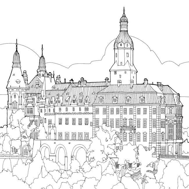 Coloring A large building. Category building. Tags:  House, building.