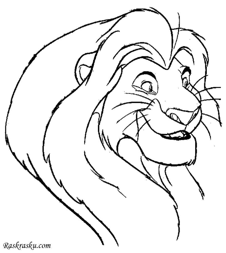 Название: Раскраска Добрый лев. Категория: Диснеевские раскраски. Теги: Дисней, Король Лев.