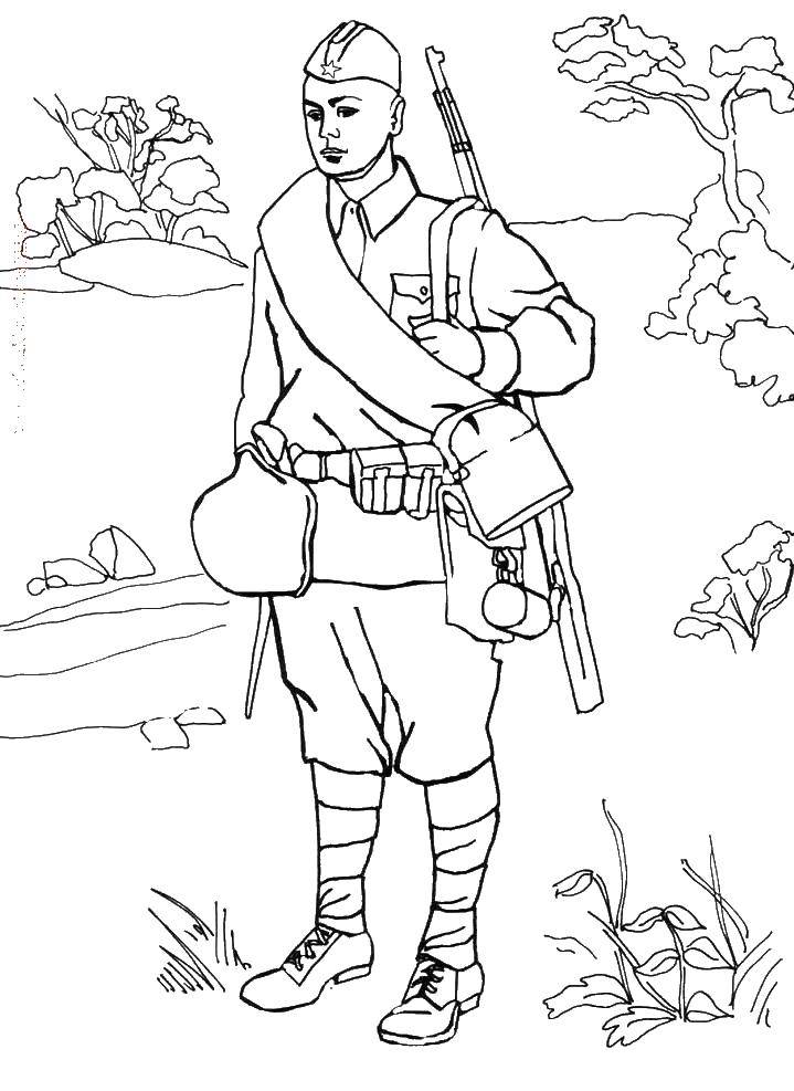 Coloring Equipped soldiers. Category military. Tags:  military, war, soldiers.