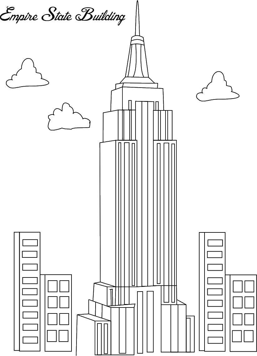 Название: Раскраска Эмпайр стейт билдин. Категория: здания. Теги: здания, небоскребы, эмпайр стейт билдин.