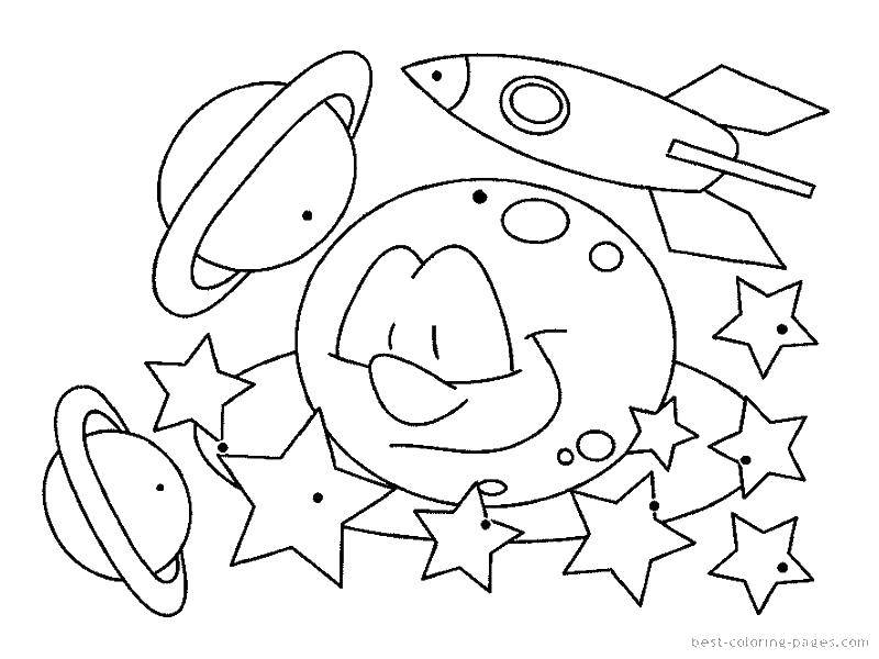 Coloring Galaxy and rocket. Category Space coloring pages. Tags:  Space, planet, universe, Galaxy.