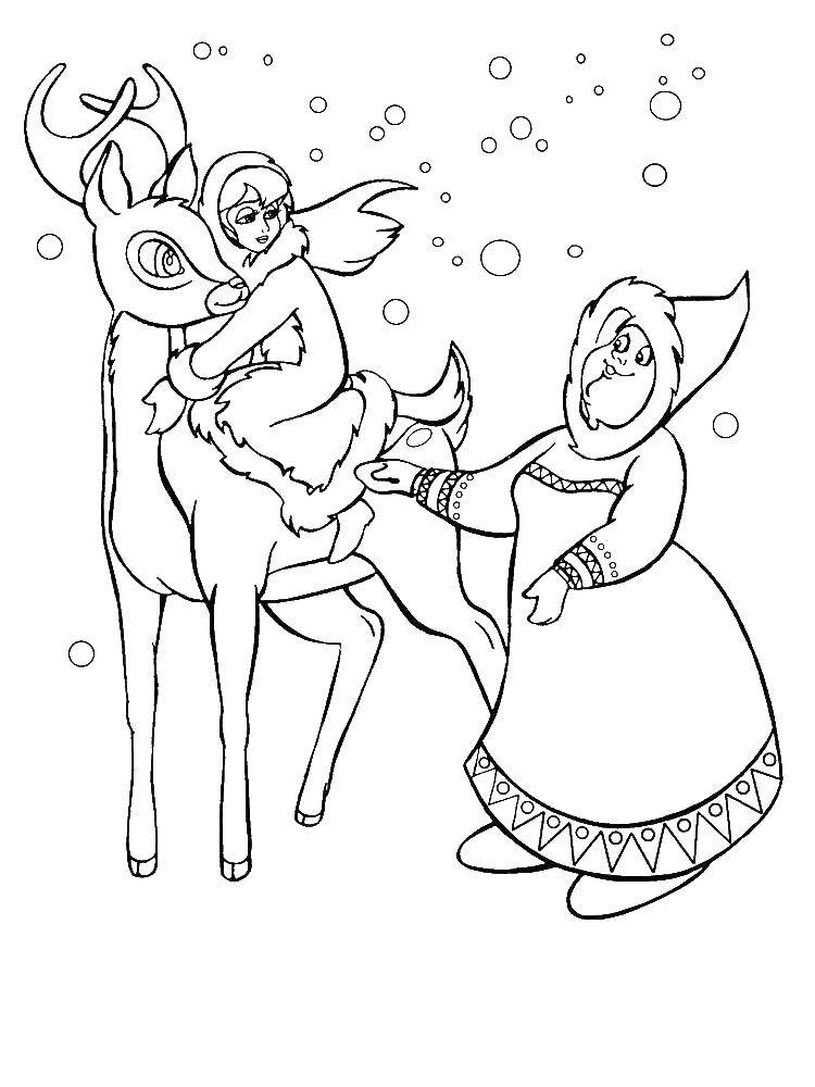 Coloring Gerda found a shaman. Category cartoons. Tags:  Gerda, Kai, snow Queen.