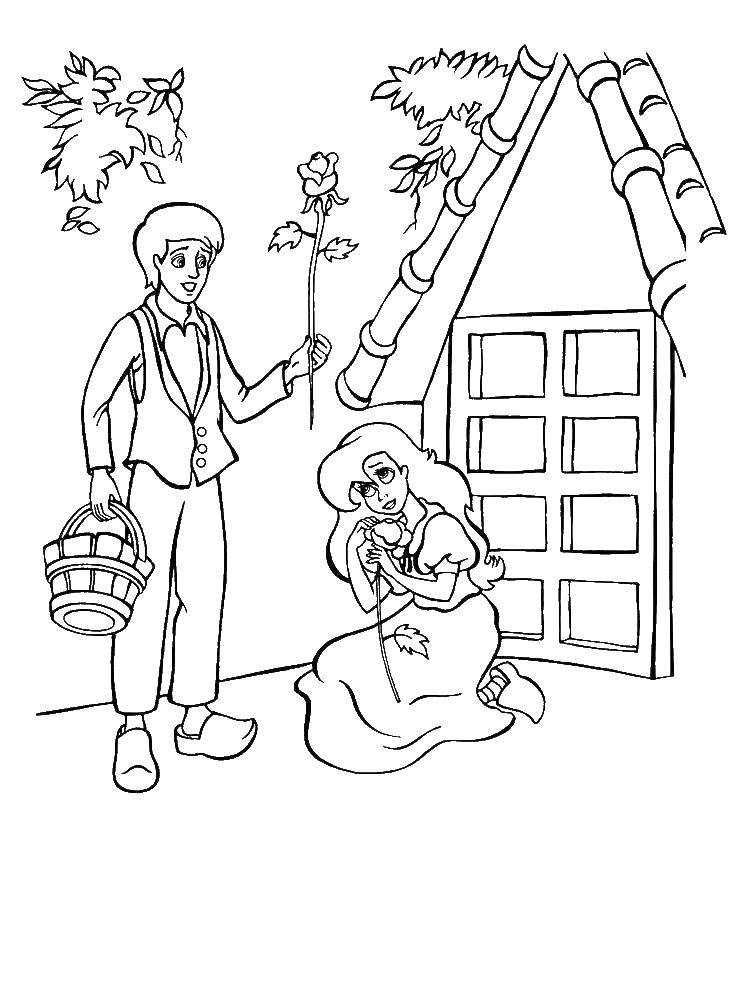 Coloring Although picking flowers. Category cartoons. Tags:  Gerda, Kai, snow Queen.