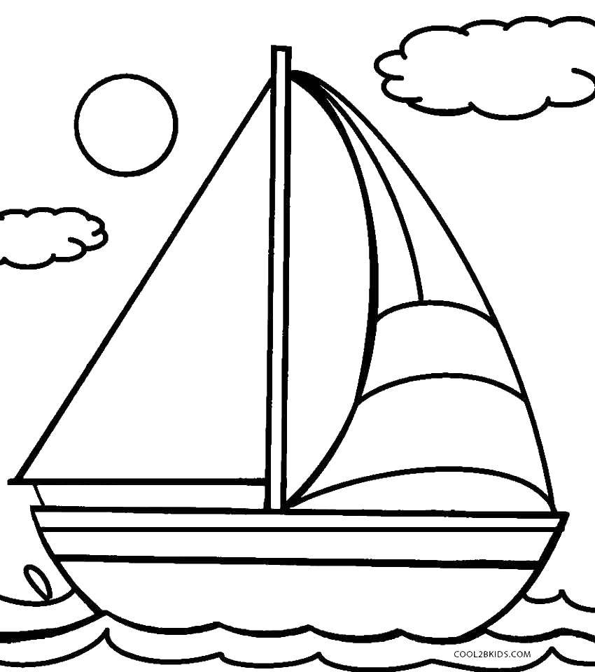 Название: Раскраска Катер с парусами. Категория: катер. Теги: катер, паруса, кораблик.