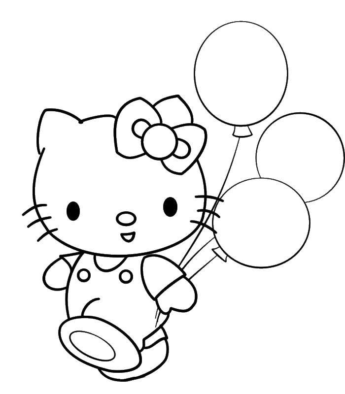 Coloring Kitty with balloons. Category Hello Kitty. Tags:  kitty balls, .